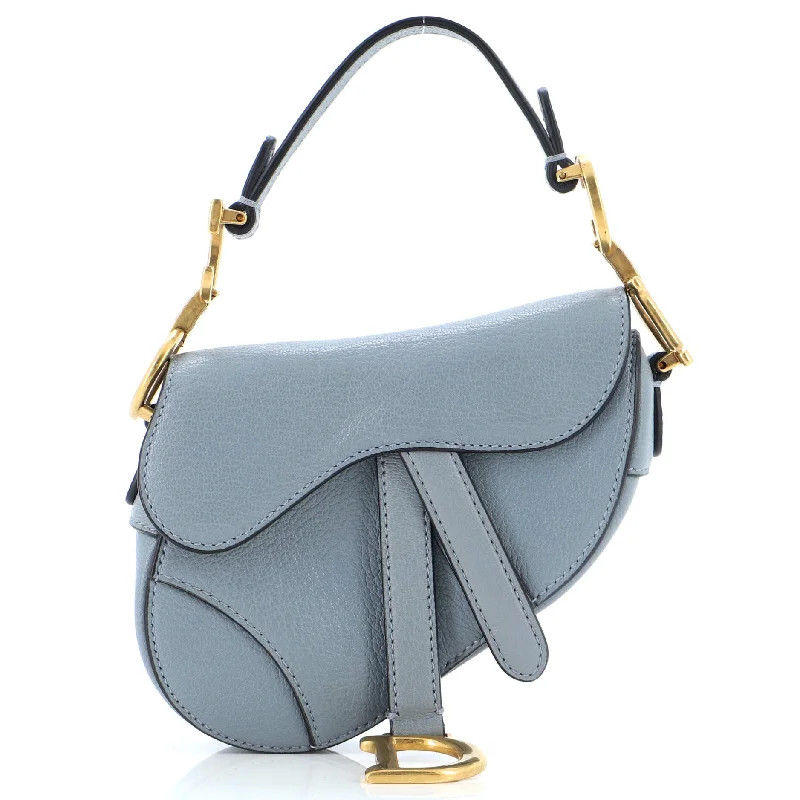Embroidered Denim Shoulder Bag in Blue for a Vintage VibeSaddle Handbag Leather Micro Embroidered Denim Shoulder Bag in Blue for a Vintage VibeSaddle Handbag Leather Micro