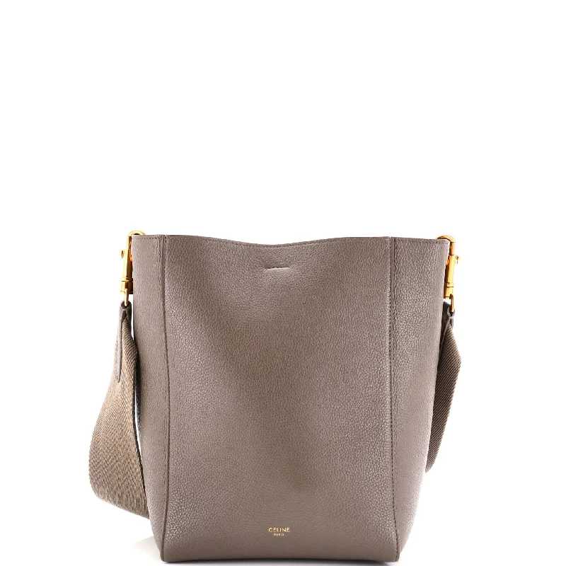 Vegan Leather Shoulder Bag in Gray for Ethical Fashion LoversSangle Seau Bag Calfskin Small Vegan Leather Shoulder Bag in Gray for Ethical Fashion LoversSangle Seau Bag Calfskin Small