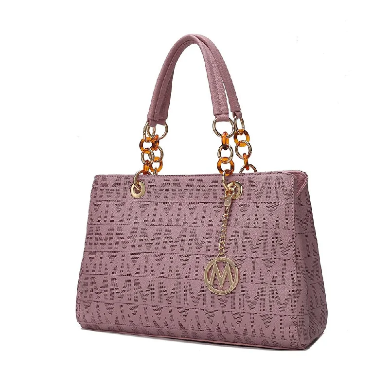 Small Vegan Leather Tote Bag in Blush Pink with Gold - Tone Hardware for a Feminine and Stylish AccessorySirna M Signature Tote Bag by Mia K Small Vegan Leather Tote Bag in Blush Pink with Gold - Tone Hardware for a Feminine and Stylish AccessorySirna M Signature Tote Bag by Mia K