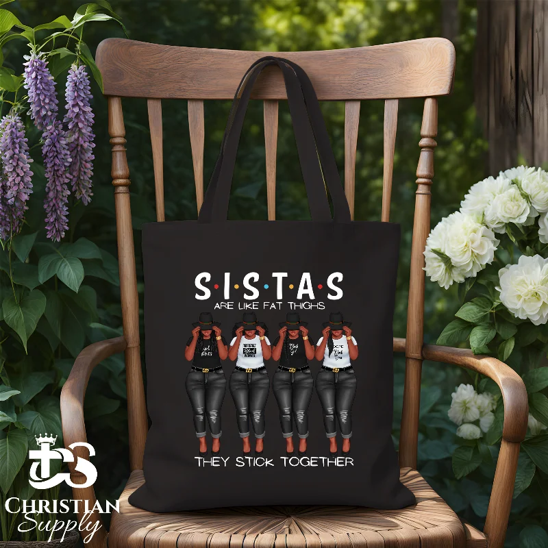 Women's Tote Bag with Inner Compartments in Gray for Organizing Everyday EssentialsSistas are Like Fat Thighs They Stick Together Black Tote Bag Women's Tote Bag with Inner Compartments in Gray for Organizing Everyday EssentialsSistas are Like Fat Thighs They Stick Together Black Tote Bag