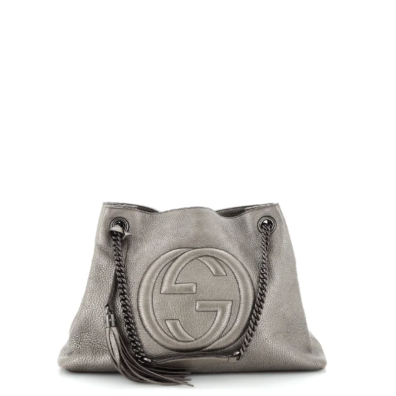 Metallic Shoulder Bag in Gold for Special OccasionsSoho Chain Strap Shoulder Bag Leather Medium Metallic Shoulder Bag in Gold for Special OccasionsSoho Chain Strap Shoulder Bag Leather Medium