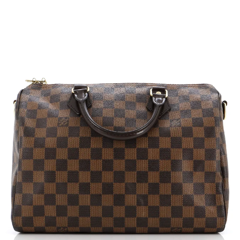 Canvas and Leather Combo Shoulder Bag in Tan for a Rustic LookSpeedy Bandouliere Bag Damier 30 Canvas and Leather Combo Shoulder Bag in Tan for a Rustic LookSpeedy Bandouliere Bag Damier 30