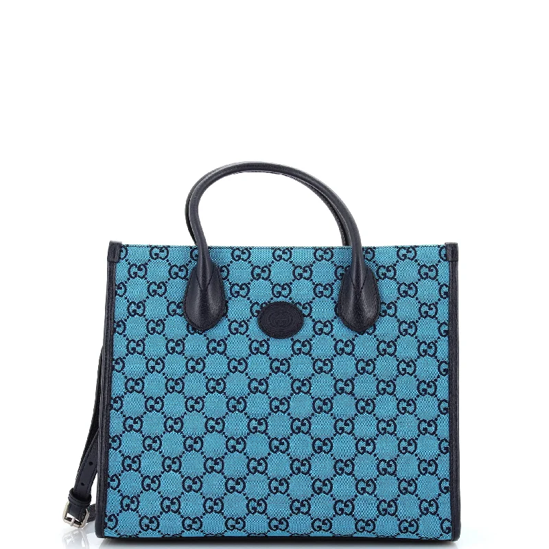 Women's Tote Bag with Detachable Pouch in Purple for Added ConvenienceStructured Top Handle Open Tote GG Canvas Small
