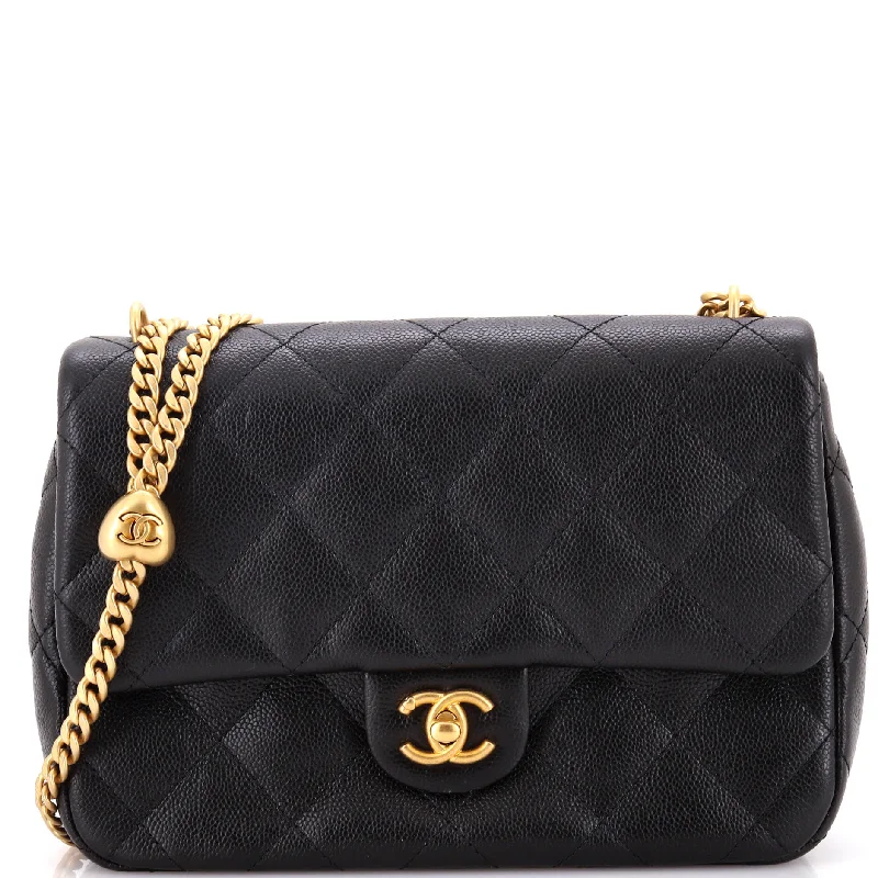 Women's Shoulder Bag with Floral Embroidery in Purple for Spring WalksSweet Heart Chain Flap Bag Quilted Caviar Medium Women's Shoulder Bag with Floral Embroidery in Purple for Spring WalksSweet Heart Chain Flap Bag Quilted Caviar Medium