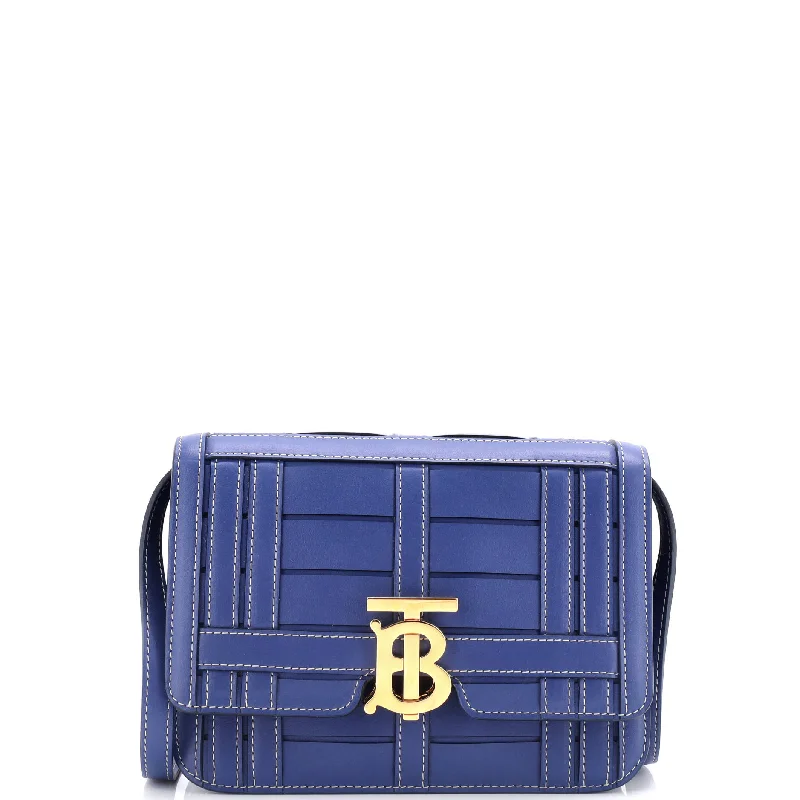 Metallic Shoulder Bag in Gold for Special OccasionsTB Flap Bag Woven Leather Small