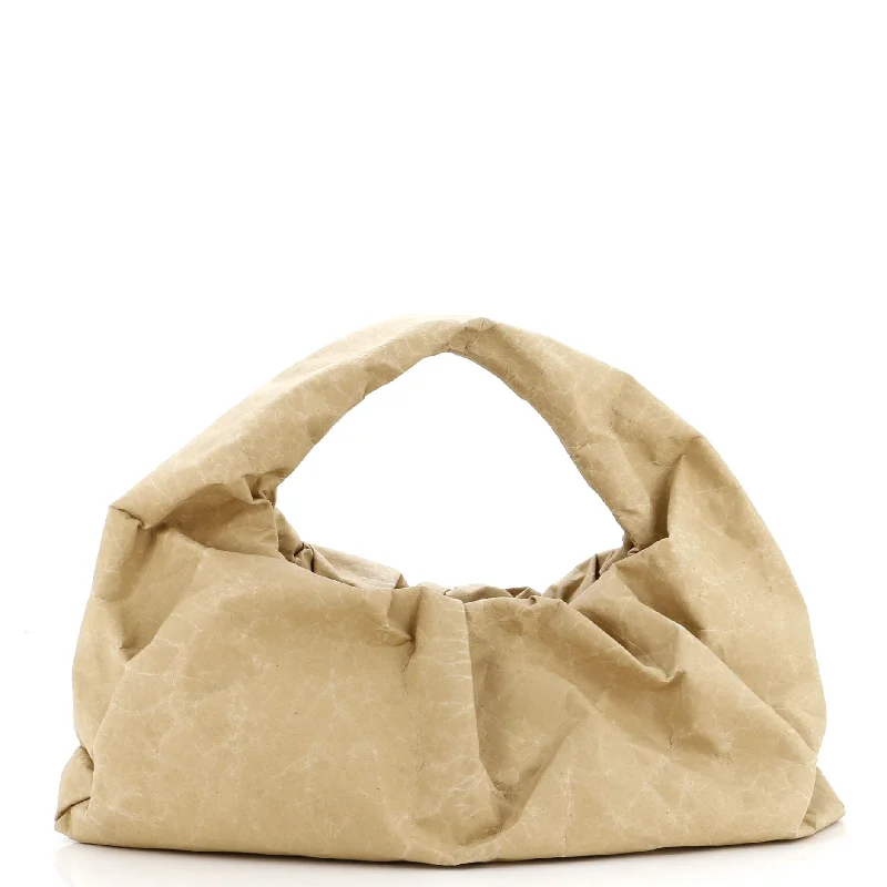 Vegan Leather Shoulder Bag in Gray for Ethical Fashion LoversThe Shoulder Pouch Kraft Paper Maxi Vegan Leather Shoulder Bag in Gray for Ethical Fashion LoversThe Shoulder Pouch Kraft Paper Maxi