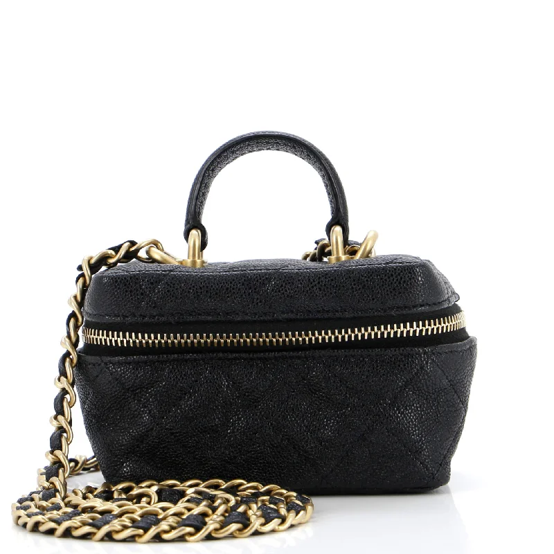 Embroidered Denim Shoulder Bag in Blue for a Vintage VibeTop Handle Zip Around Vanity Case with Chain Quilted Caviar Mini Embroidered Denim Shoulder Bag in Blue for a Vintage VibeTop Handle Zip Around Vanity Case with Chain Quilted Caviar Mini