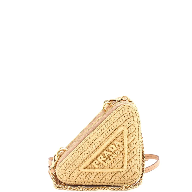 Embroidered Denim Shoulder Bag in Blue for a Vintage VibeTriangle Logo Zip Around Shoulder Bag Raffia and Leather Mini Embroidered Denim Shoulder Bag in Blue for a Vintage VibeTriangle Logo Zip Around Shoulder Bag Raffia and Leather Mini