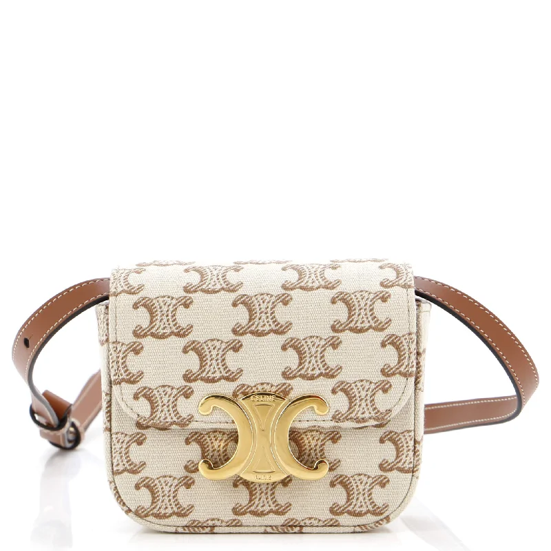 Shoulder Bag with Chain Strap in Silver for a Trendy AppearanceTriomphe Shoulder Bag Triomphe Canvas Mini Shoulder Bag with Chain Strap in Silver for a Trendy AppearanceTriomphe Shoulder Bag Triomphe Canvas Mini