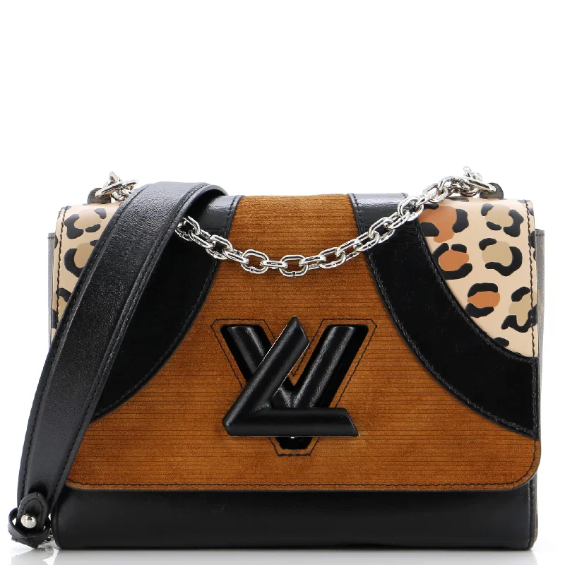 Women's Shoulder Bag with Faux Fur Strap in White for Winter StyleTwist Handbag Leopard Wild Printed Leather and Calfskin MM Women's Shoulder Bag with Faux Fur Strap in White for Winter StyleTwist Handbag Leopard Wild Printed Leather and Calfskin MM