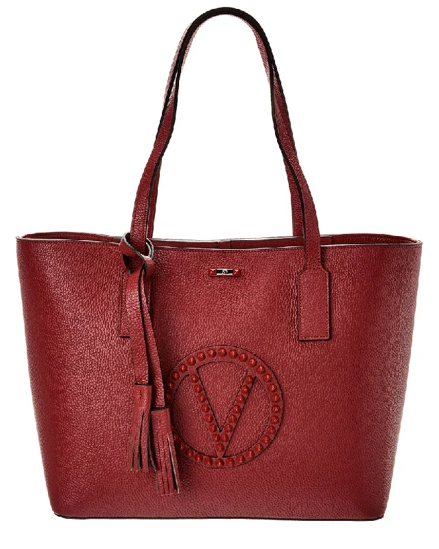 Embroidered Tote Bag in Beige with Floral Motifs for a Boho - Chic VibeValentino by Mario Valentino Soho Rock Leather Tote Embroidered Tote Bag in Beige with Floral Motifs for a Boho - Chic VibeValentino by Mario Valentino Soho Rock Leather Tote