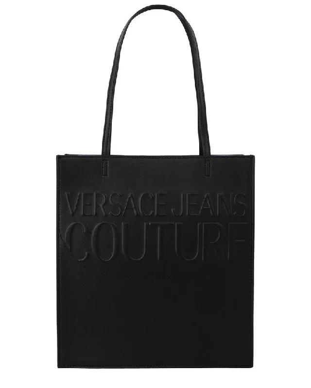 Large Capacity Genuine Leather Women's Tote Bag in Black for Work and CommutingVersace Jeans Couture Institutional Logo Tote Large Capacity Genuine Leather Women's Tote Bag in Black for Work and CommutingVersace Jeans Couture Institutional Logo Tote