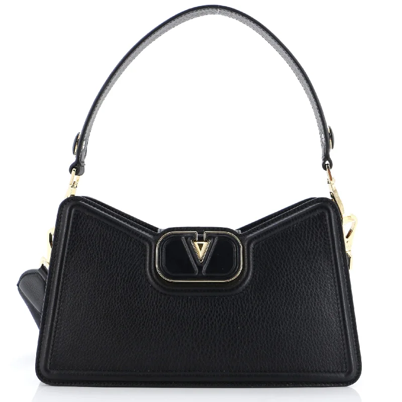 Women's Shoulder Bag with Faux Fur Strap in White for Winter StyleVLogo Shoulder Bag Leather