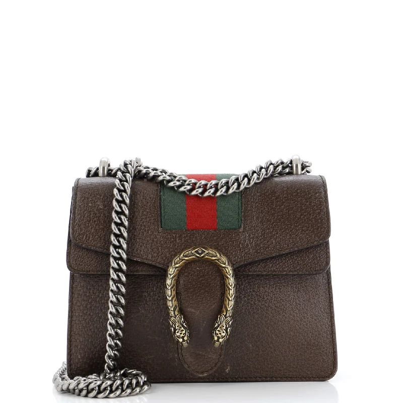 Embroidered Denim Shoulder Bag in Blue for a Vintage VibeWeb Dionysus Bag Leather Mini