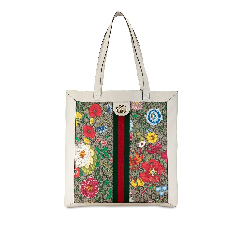 Faux Fur - Trimmed Tote Bag in White for a Cozy Winter LookWhite Gucci GG Supreme Flora Ophidia Tote Faux Fur - Trimmed Tote Bag in White for a Cozy Winter LookWhite Gucci GG Supreme Flora Ophidia Tote