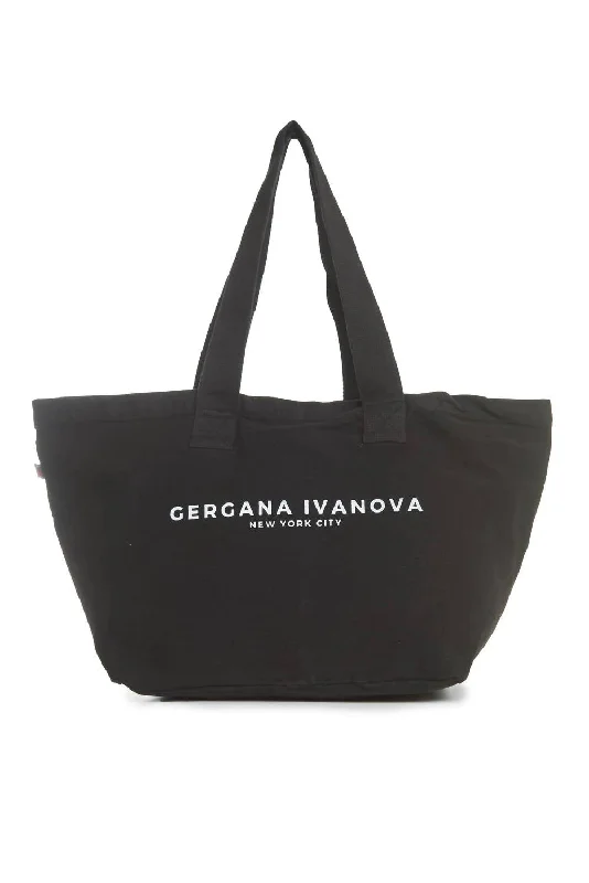 Women's Tote Bag with Zipper Closure in Red for Secure StorageWomen's Logo Tote Bag In Black