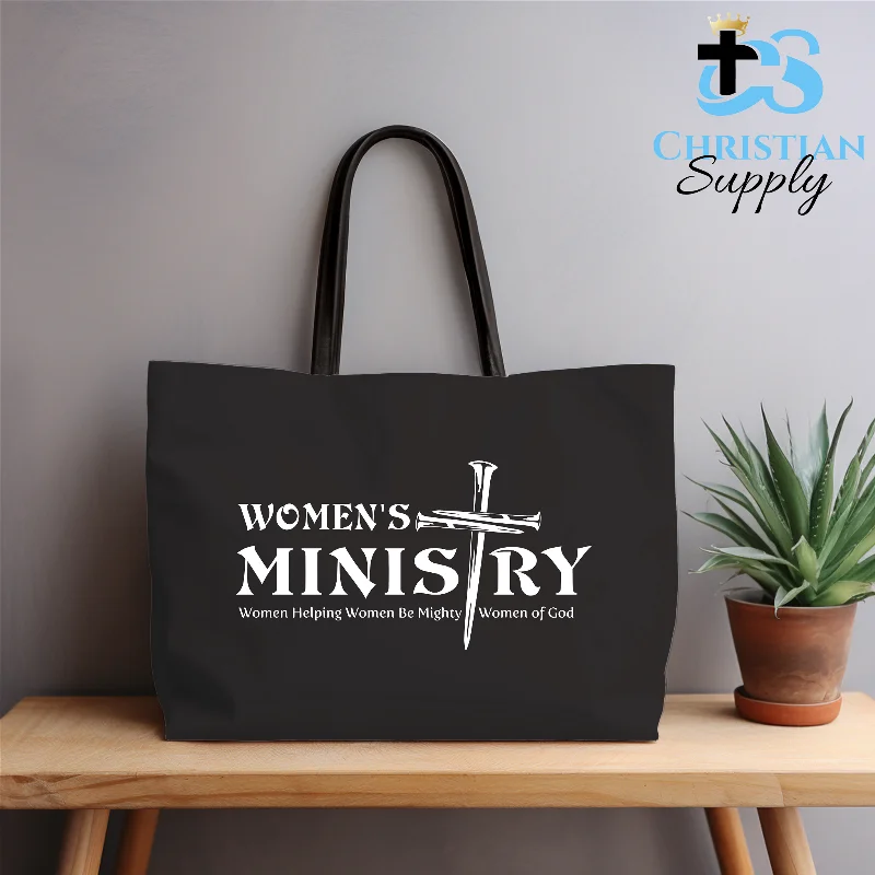 Waterproof Tote Bag in Yellow for Outdoor Activities in Wet WeatherWomen's Ministry Women Helping Women be Mighty Women of God Tote Bag