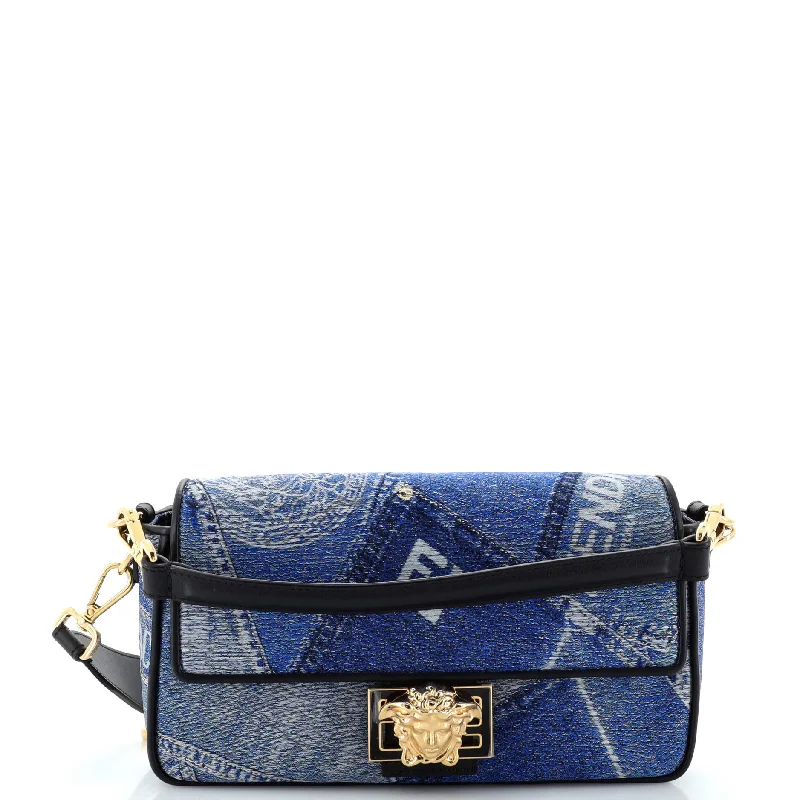 Crossbody Shoulder Bag in Black Leather with Gold Hardware for Night Outsx Fendi Fendace Baguette NM Bag Patchwork Denim Medium Crossbody Shoulder Bag in Black Leather with Gold Hardware for Night Outsx Fendi Fendace Baguette NM Bag Patchwork Denim Medium