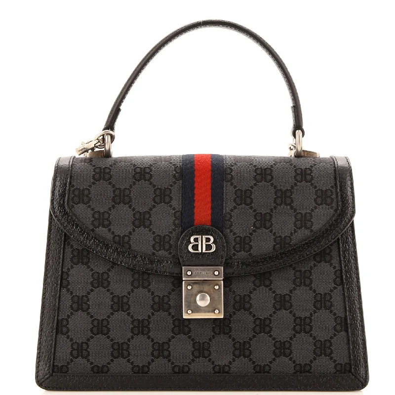 Women's Shoulder Bag with Faux Fur Strap in White for Winter Stylex Gucci The Hacker Project Top Handle Bag BB Canvas Small