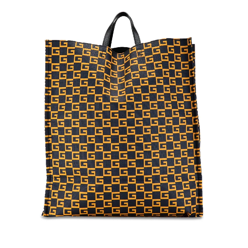 Quilted Tote Bag in Cream with Silver Hardware for a Classic and Sophisticated StyleYellow Gucci G Square Coated Canvas Vertical Tote Quilted Tote Bag in Cream with Silver Hardware for a Classic and Sophisticated StyleYellow Gucci G Square Coated Canvas Vertical Tote