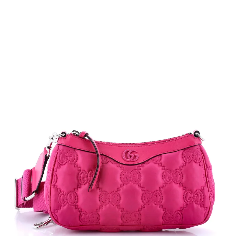 Women's Shoulder Bag with Adjustable Strap in Pink for ComfortZip Shoulder Bag GG Embossed Matelasse Nylon with Leather Mini Women's Shoulder Bag with Adjustable Strap in Pink for ComfortZip Shoulder Bag GG Embossed Matelasse Nylon with Leather Mini