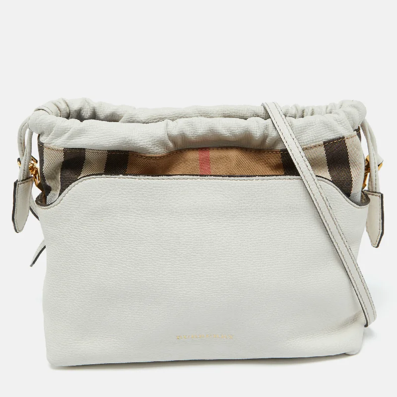 Leather - Trimmed Denim Crossbody Bag in Blue for a Vintage - Inspired LookBurberry Off White/beige House Check Canvas And Leather Little Crush Crossbody Bag Leather - Trimmed Denim Crossbody Bag in Blue for a Vintage - Inspired LookBurberry Off White/beige House Check Canvas And Leather Little Crush Crossbody Bag
