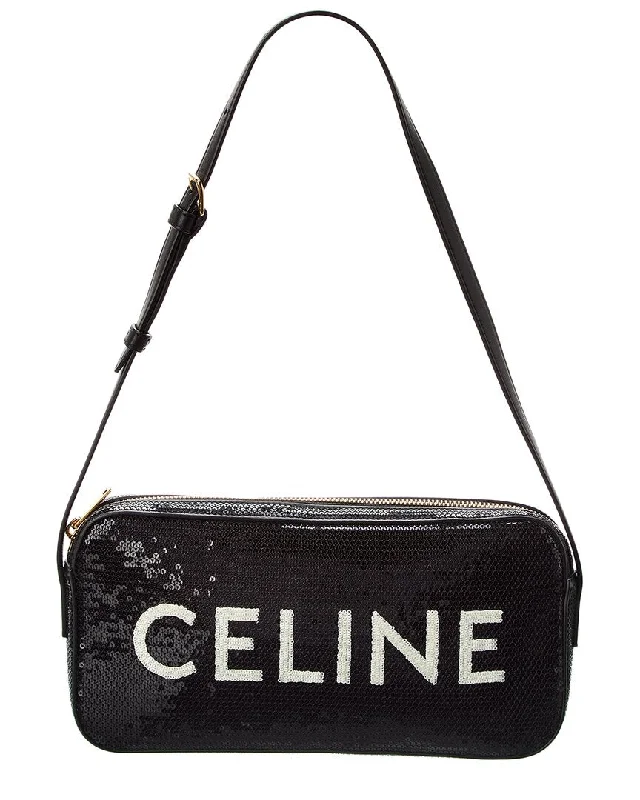 Women's Small Leather Crossbody Bag in Black with Gold Hardware for Evening PartiesCELINE Triomphe Sequin Camera Bag Women's Small Leather Crossbody Bag in Black with Gold Hardware for Evening PartiesCELINE Triomphe Sequin Camera Bag