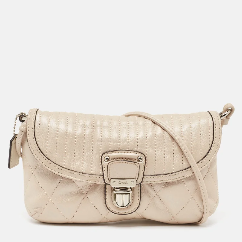 Hand - painted Canvas Crossbody Bag in Yellow for a Unique and Artistic LookCoach Beige Quilted Leather Push Lock Crossbody Bag Hand - painted Canvas Crossbody Bag in Yellow for a Unique and Artistic LookCoach Beige Quilted Leather Push Lock Crossbody Bag