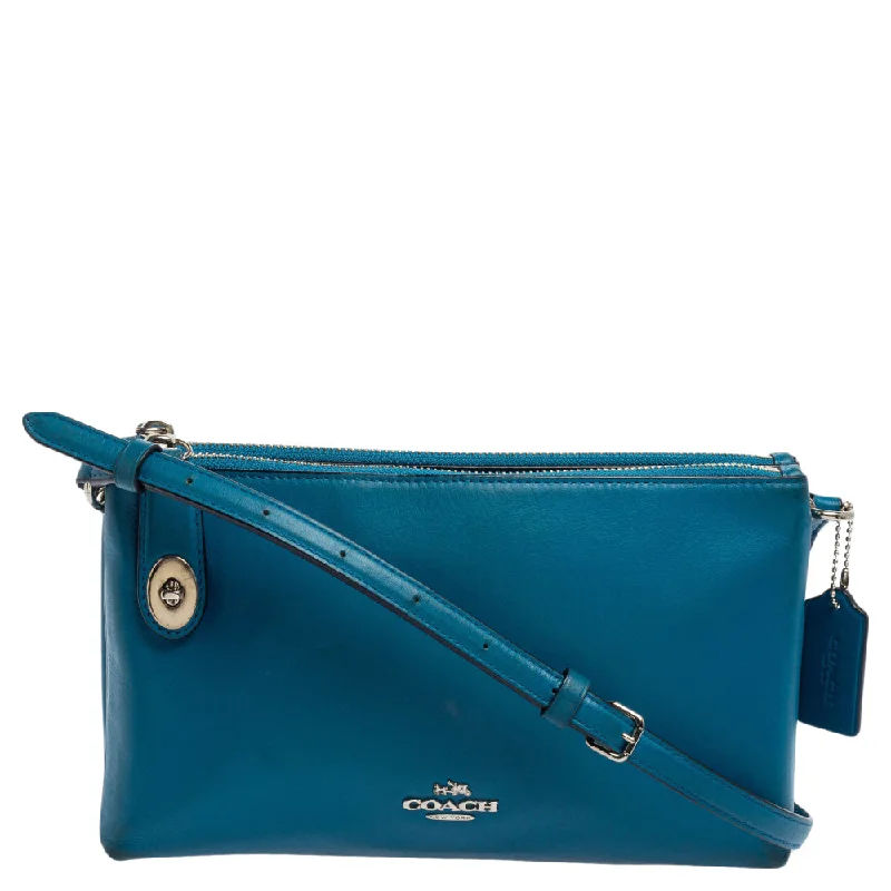 Geometric - Printed PVC Crossbody Bag in Multicolor for Trendy Street StyleCoach Teal Leather Crosby Double Zip Crossbody Bag Geometric - Printed PVC Crossbody Bag in Multicolor for Trendy Street StyleCoach Teal Leather Crosby Double Zip Crossbody Bag