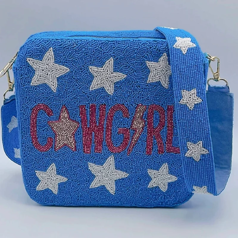 Women's Crossbody Bag with Multiple Compartments in Gray for Organized Daily UseCowgirl Stars Beaded Box Purse In Blue Women's Crossbody Bag with Multiple Compartments in Gray for Organized Daily UseCowgirl Stars Beaded Box Purse In Blue
