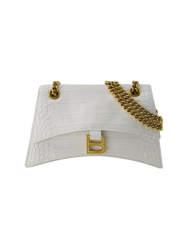 Women's Mini Crossbody Bag in Pink Velvet with Rhinestone Accents for Girls' Nights OutCrush Chain S Crossbody - Balenciaga - Leather - Optic White Women's Mini Crossbody Bag in Pink Velvet with Rhinestone Accents for Girls' Nights OutCrush Chain S Crossbody - Balenciaga - Leather - Optic White