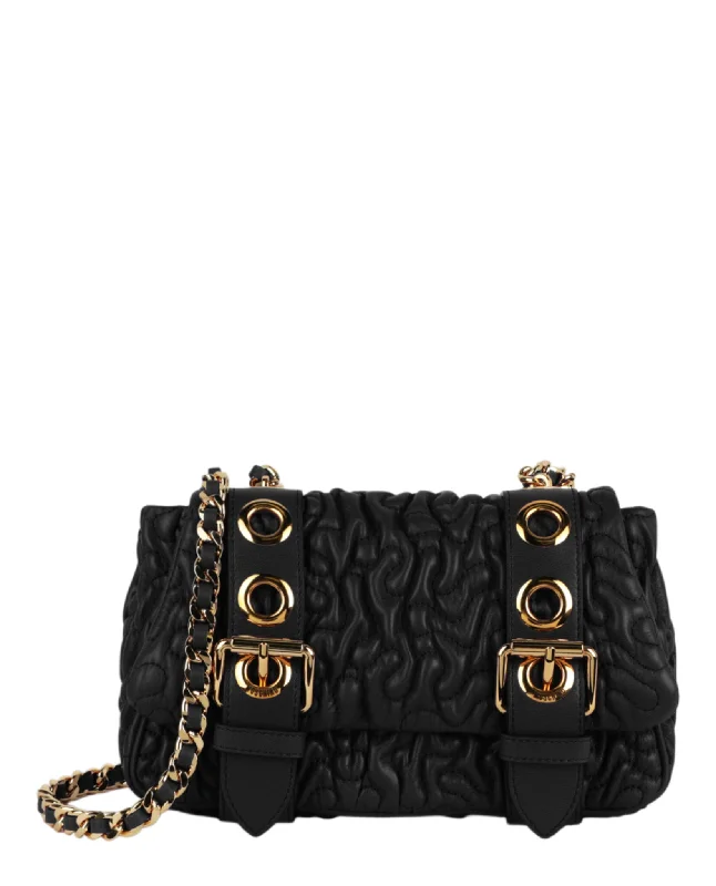Women's Crossbody Bag with RFID - Blocking Pocket in Black for Safe TravelDestroyed Chain Quilted Crossbody Bag Women's Crossbody Bag with RFID - Blocking Pocket in Black for Safe TravelDestroyed Chain Quilted Crossbody Bag