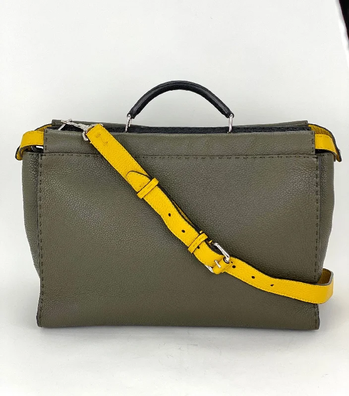 Women's Crossbody Bag with Multiple Compartments in Gray for Organized Daily UseFENDI SELLERIA large Peekaboo Iconic Essential Messenger Briefcase Attache Women's Crossbody Bag with Multiple Compartments in Gray for Organized Daily UseFENDI SELLERIA large Peekaboo Iconic Essential Messenger Briefcase Attache