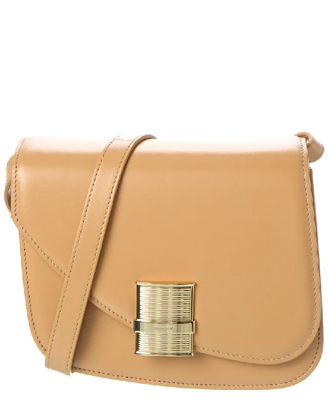 Leather - Trimmed Denim Crossbody Bag in Blue for a Vintage - Inspired LookFerragamo Fiamma Small Leather Crossbody Leather - Trimmed Denim Crossbody Bag in Blue for a Vintage - Inspired LookFerragamo Fiamma Small Leather Crossbody