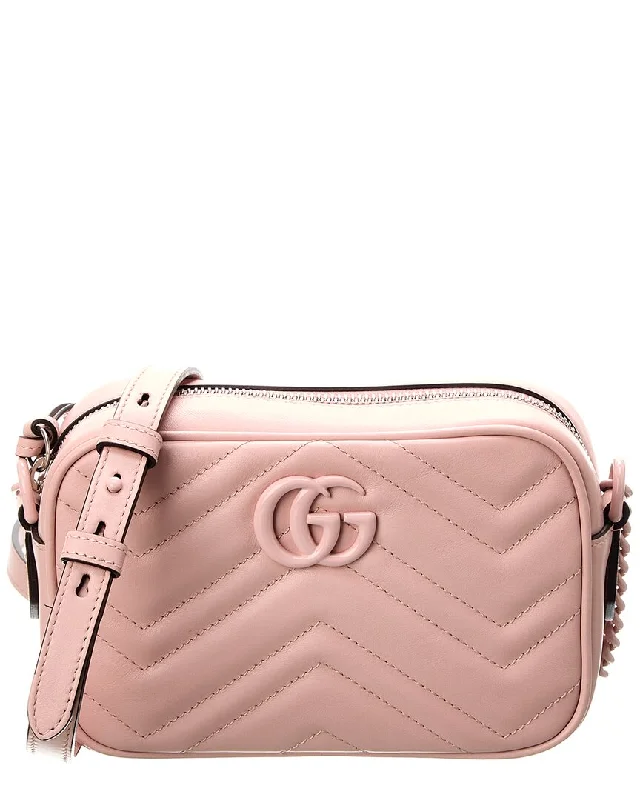 Women's Crossbody Bag with Zippered Pocket on the Back in Red for SecurityGucci GG Marmont Mini Matelasse Leather Crossbody