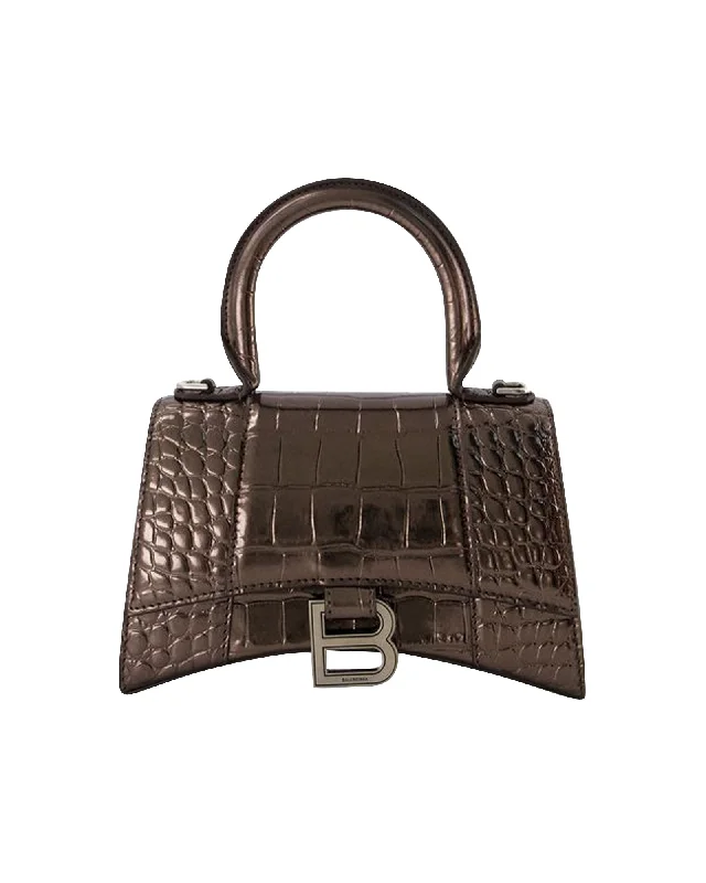 Straw Crossbody Bag in Natural Color for Beach Vacations and Summer DaysHourglass XS Bag - Balenciaga - Leather - Dark Bronze Straw Crossbody Bag in Natural Color for Beach Vacations and Summer DaysHourglass XS Bag - Balenciaga - Leather - Dark Bronze