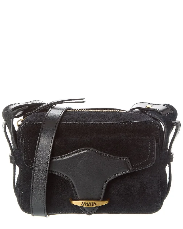 Women's Small Leather Crossbody Bag in Black with Gold Hardware for Evening PartiesIsabel Marant Wasy Suede & Leather Camera Bag Women's Small Leather Crossbody Bag in Black with Gold Hardware for Evening PartiesIsabel Marant Wasy Suede & Leather Camera Bag