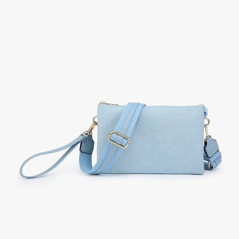 Women's Crossbody Bag with RFID - Blocking Pocket in Black for Safe TravelIzzy Vegan Diagonal Woven Crossbody Bag In Light Blue Women's Crossbody Bag with RFID - Blocking Pocket in Black for Safe TravelIzzy Vegan Diagonal Woven Crossbody Bag In Light Blue