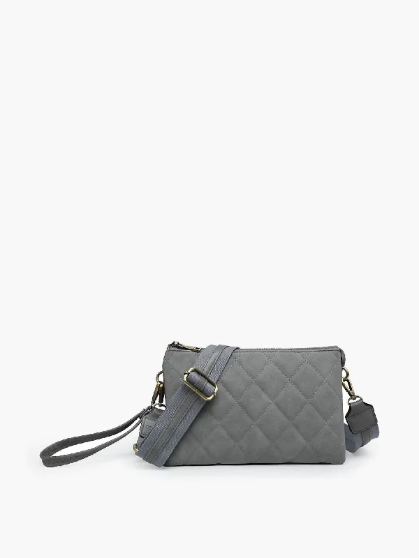Women's Crossbody Bag with Chain Strap in Gold for a Glamorous TouchIzzy Vegan Quilted Crossbody Bag In Grey Blue Women's Crossbody Bag with Chain Strap in Gold for a Glamorous TouchIzzy Vegan Quilted Crossbody Bag In Grey Blue