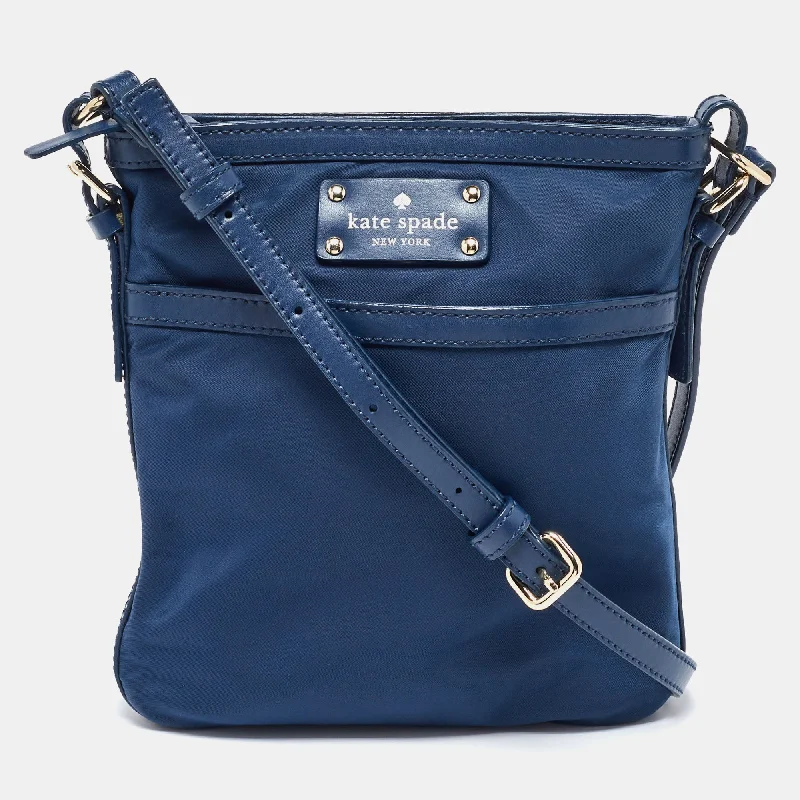 Women's Crossbody Bag with Chain Strap in Gold for a Glamorous TouchKate Spade Blue Nylon And Leather Crossbody Bag Women's Crossbody Bag with Chain Strap in Gold for a Glamorous TouchKate Spade Blue Nylon And Leather Crossbody Bag