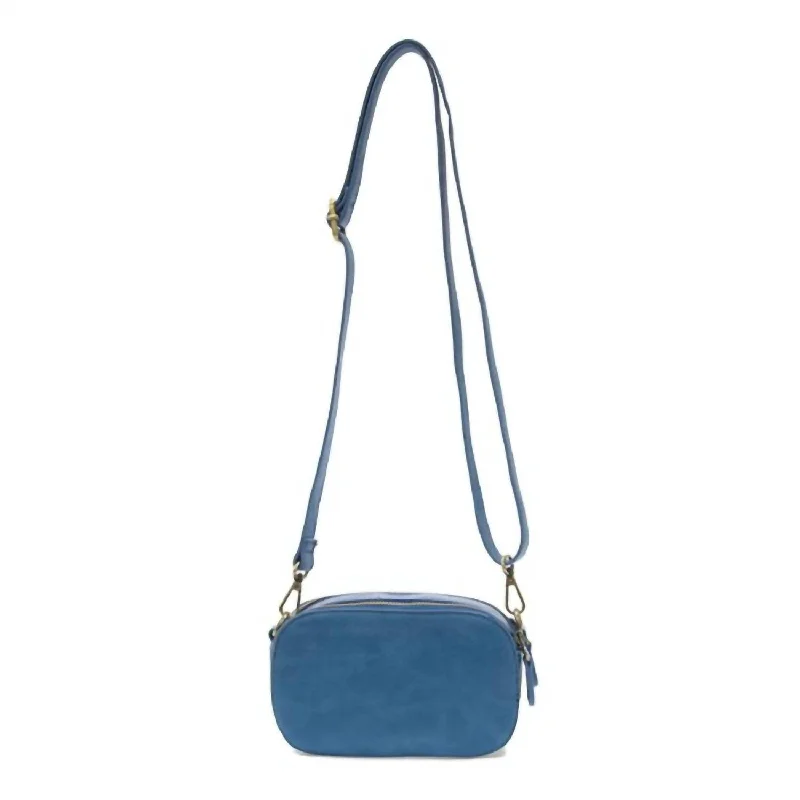 Women's Small Leather Crossbody Bag in Black with Gold Hardware for Evening PartiesLayne Double Zip Mini Camera Crossbody Bag In Blue Women's Small Leather Crossbody Bag in Black with Gold Hardware for Evening PartiesLayne Double Zip Mini Camera Crossbody Bag In Blue
