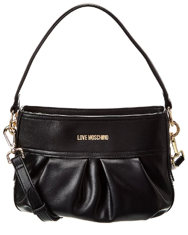 Leather - Trimmed Denim Crossbody Bag in Blue for a Vintage - Inspired LookLove Moschino Crossbody Leather - Trimmed Denim Crossbody Bag in Blue for a Vintage - Inspired LookLove Moschino Crossbody
