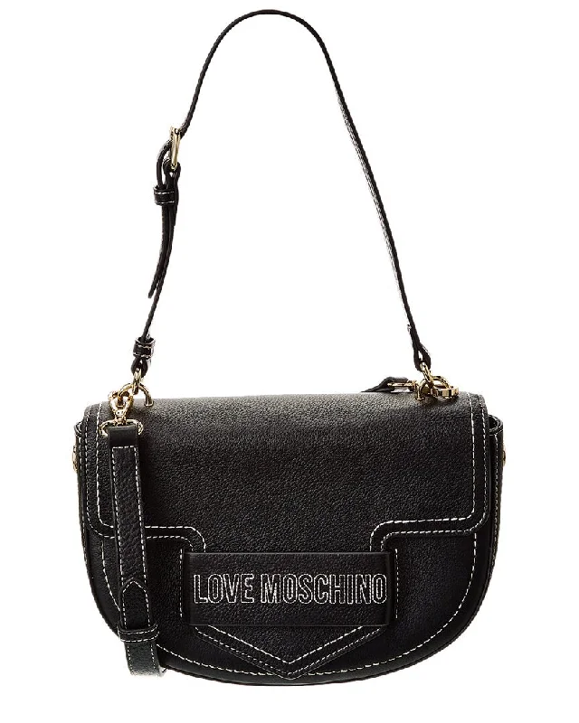 Women's Small Leather Crossbody Bag in Black with Gold Hardware for Evening PartiesLove Moschino Crossbody Women's Small Leather Crossbody Bag in Black with Gold Hardware for Evening PartiesLove Moschino Crossbody
