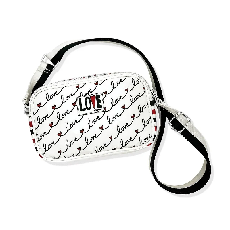 Large Faux Leather Crossbody Bag in Brown with Tassel Details for Casual TravelLove Scroll Crossbody Bag In White Multi Large Faux Leather Crossbody Bag in Brown with Tassel Details for Casual TravelLove Scroll Crossbody Bag In White Multi