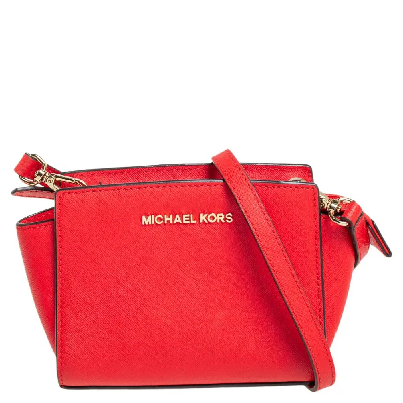 Leather - Trimmed Denim Crossbody Bag in Blue for a Vintage - Inspired LookMichael Kors Saffiano Leather Mini Selma Crossbody Bag Leather - Trimmed Denim Crossbody Bag in Blue for a Vintage - Inspired LookMichael Kors Saffiano Leather Mini Selma Crossbody Bag