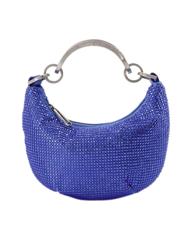Women's Mini Crossbody Bag in Pink Velvet with Rhinestone Accents for Girls' Nights OutMini Binder Clip Bag in Strass / Blue Women's Mini Crossbody Bag in Pink Velvet with Rhinestone Accents for Girls' Nights OutMini Binder Clip Bag in Strass / Blue