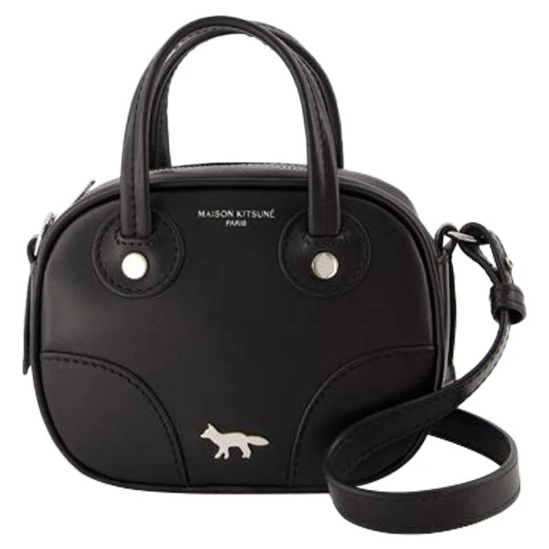 Straw Crossbody Bag in Natural Color for Beach Vacations and Summer DaysMini Boogie Crossbody - Maison Kitsune - Leather - Black Straw Crossbody Bag in Natural Color for Beach Vacations and Summer DaysMini Boogie Crossbody - Maison Kitsune - Leather - Black