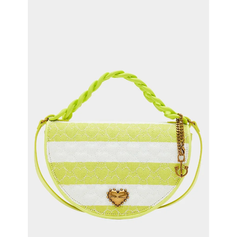 Quilted Leather Crossbody Bag in Cream for a Classic and Elegant AppearanceNauti-gal Half Moon Raffia Flap Citron Quilted Leather Crossbody Bag in Cream for a Classic and Elegant AppearanceNauti-gal Half Moon Raffia Flap Citron