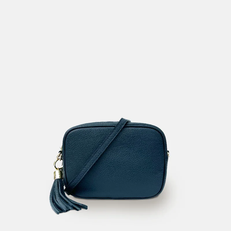 Women's Crossbody Bag with RFID - Blocking Pocket in Black for Safe TravelNavy Leather Crossbody Bag Women's Crossbody Bag with RFID - Blocking Pocket in Black for Safe TravelNavy Leather Crossbody Bag