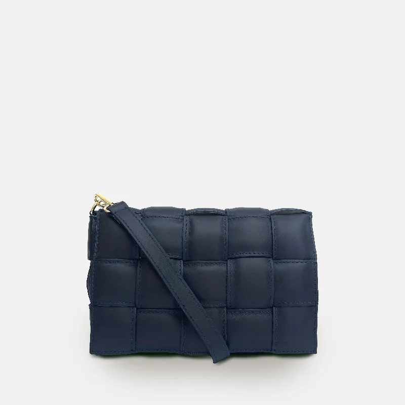 Suede Crossbody Bag in Olive Green for Fall Fashion StatementsNavy Padded Woven Leather Crossbody Bag Suede Crossbody Bag in Olive Green for Fall Fashion StatementsNavy Padded Woven Leather Crossbody Bag